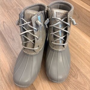 Sperry Metallic Gray Rain Boots